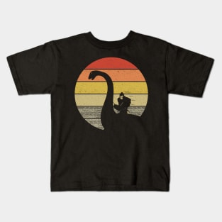 Bigfoot Riding A Unicorn Retro Vintage Sunset Kids T-Shirt